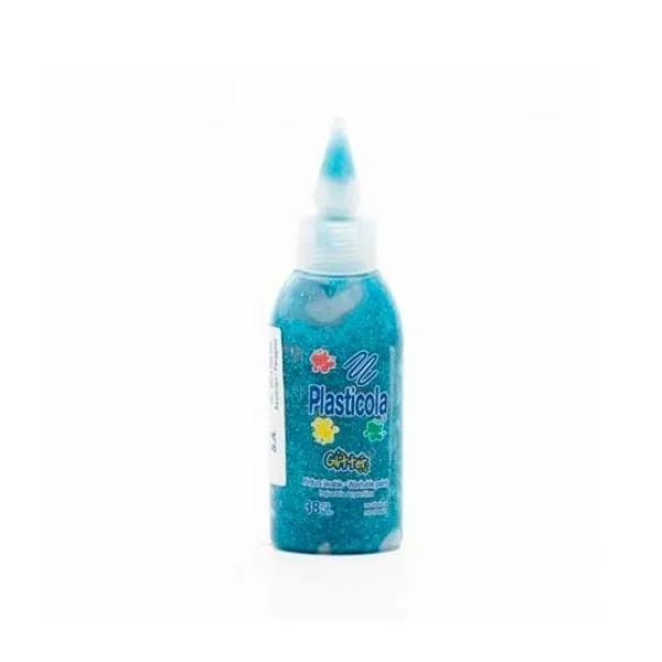 Adhesivo Plasticola glitter 38 grsturquesa