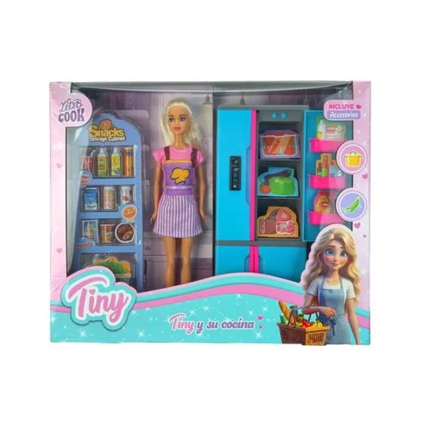 Muñeca Tiny y su cocina con accesorios en caja 40x32x9 cm