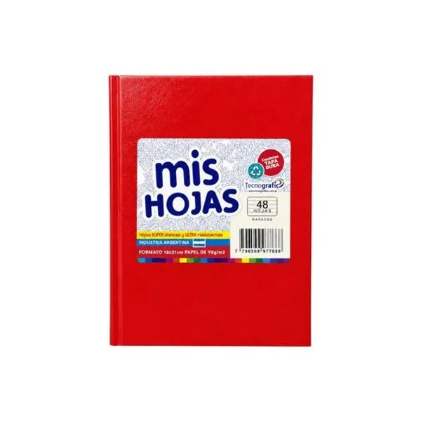 Cuaderno 16x21 cm rayado 48 hojas tapa dura araña rojo mis hojas