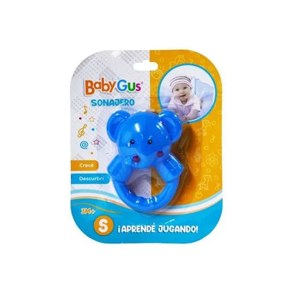 Sonajero elefante baby gus en blister 15x19x4 cm