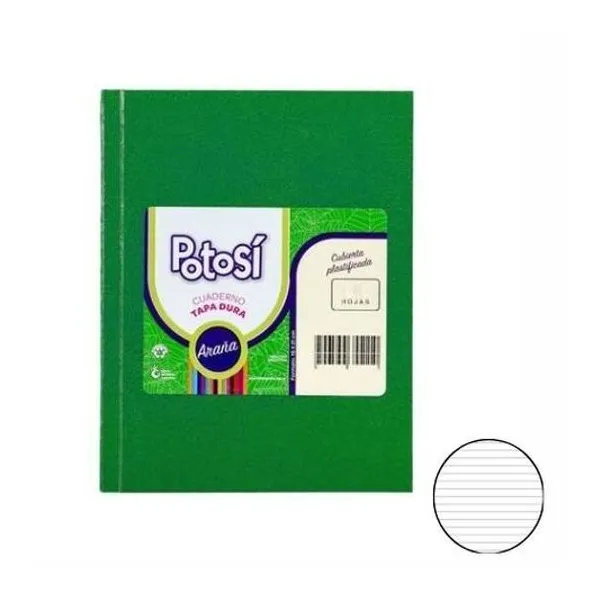 Cuaderno 16x21 cm rayado 42 hojas tapa dura araña potosi