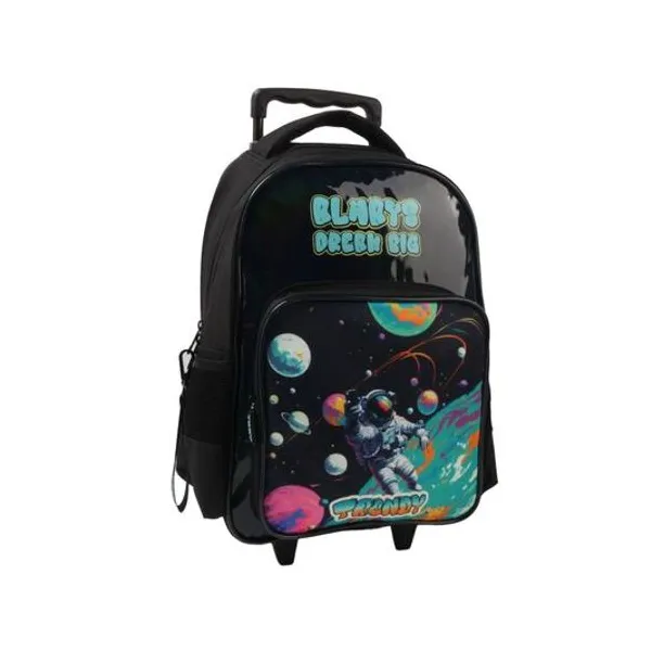 Mochila 15" con carro y cartuchera astronauta Trendy