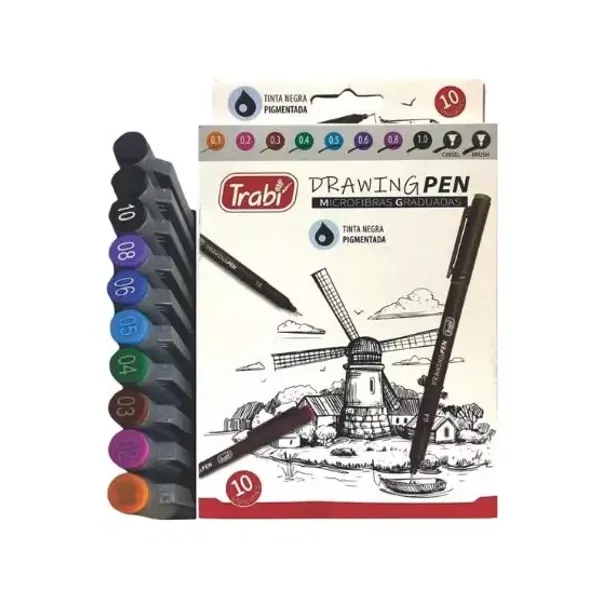 Microfibras graduadas trabi drawing pen x10 colores surtidos