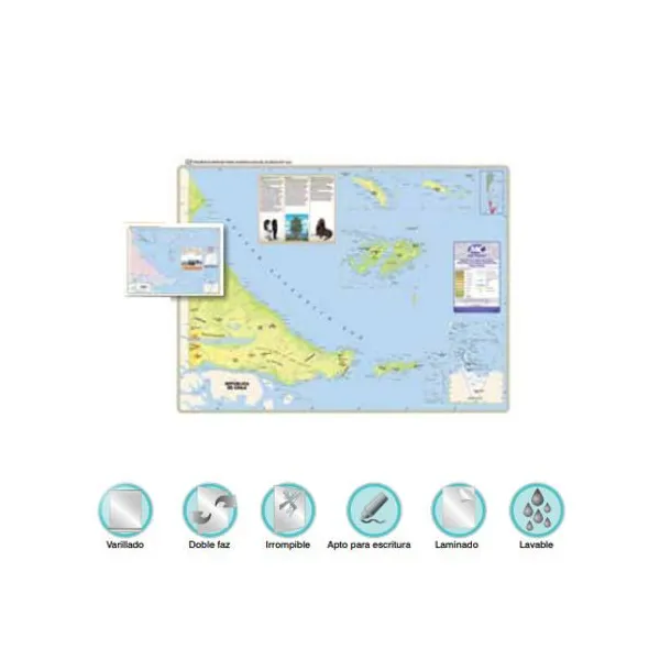 Mapa mural m.c. lam. con var. sin faz tierra del fuego e islas sur fp. 95x130 cm