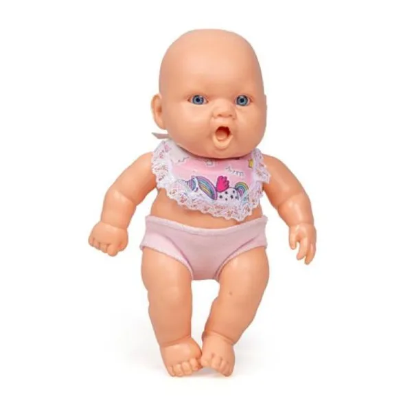 Babylove chico 23 cm ojos fijos, cuerpo plastisol, con babero
