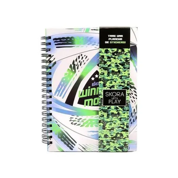Cuaderno 18x13 cm rayado 80h tapa dura con espiral winner mode Skora