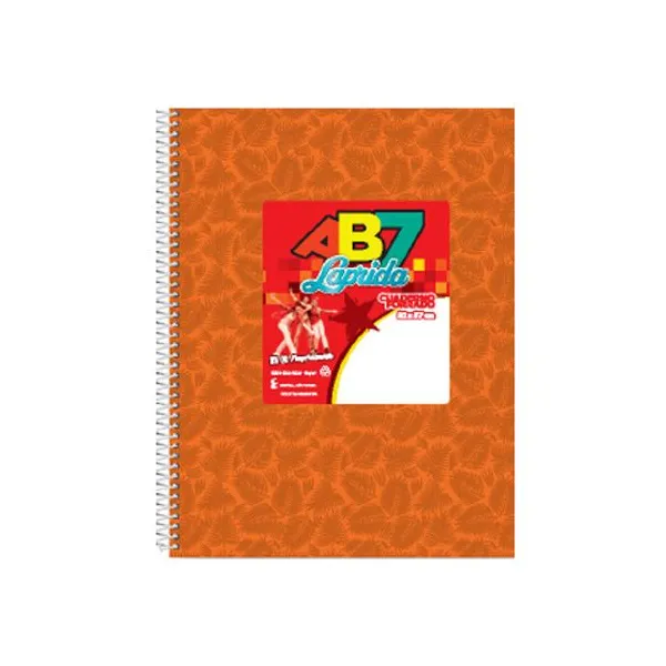 Cuaderno espiral a4 Laprida ab7 forrado 60 hs.raya naranja