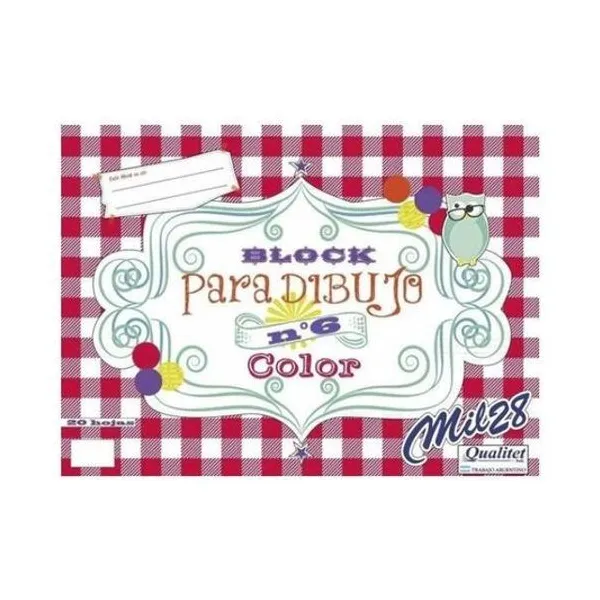 Block de dibujo doble oficio n.° 6 colores surtidos 20 hojas mil28