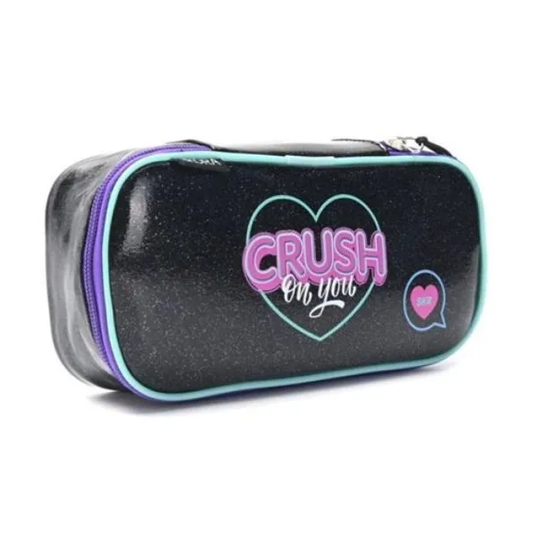 Cartuchera con cierre desplegable lettering crush on you 21 x10 x5 cm