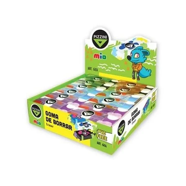 Goma de borrar escolar manchas caja x36 Pizzini - gea