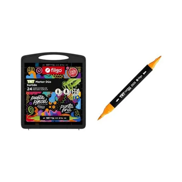 Marcador de pintura al agua tnt duo punta pincel y punta fina caja x24 Filgo - tntdmkr