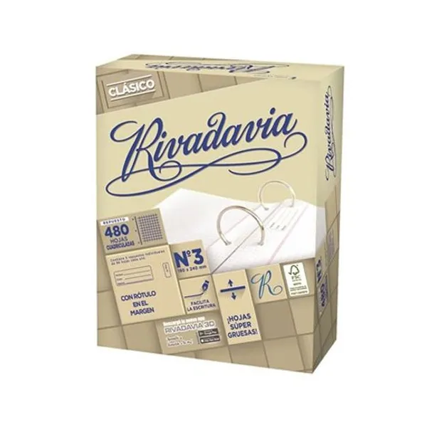 Repuesto esc.rivadavia tamaño carta clásico x480 hs.cuad.sin banda