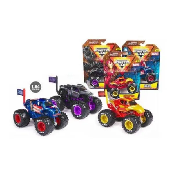 Monster jam - vehículo Marvel rueda libre escala die cast 1:64.