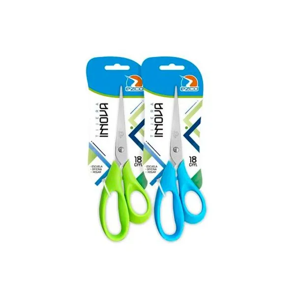 Tijera escolar innova 18.5 cm blister x1 color Ezco
