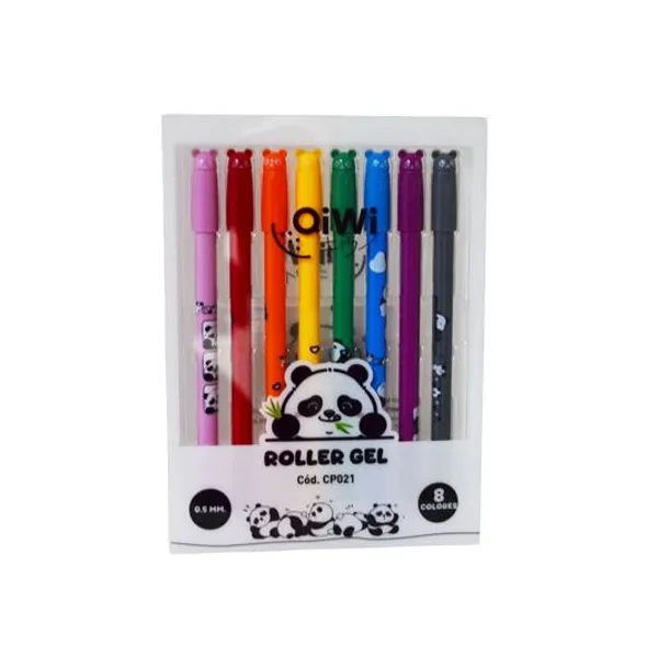 Bolígrafo roller gel 0.5 mm panda caja x8 unidades qiwi