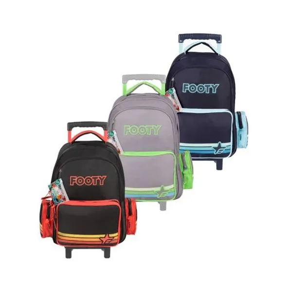 Mochila 18" con carro color line footy con bolígrafos x1 colores surtidos