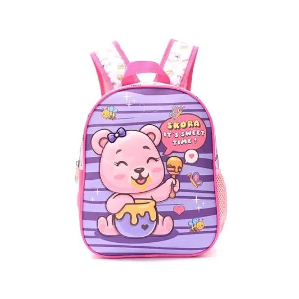Mochila 12" espalda petit osita rosa Skora