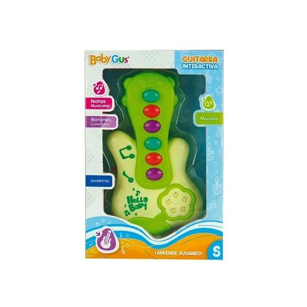 Guitarra interactiva con luz y sonido en caja 13.5x21x4.5 cm