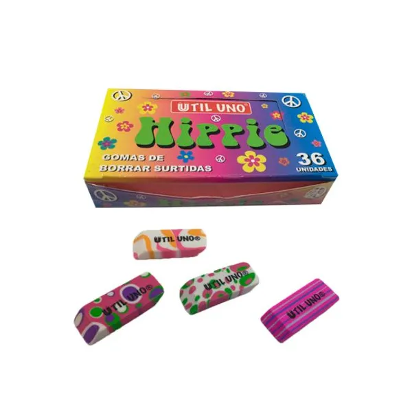 Goma de borrar útil uno hippie blanca lápiz