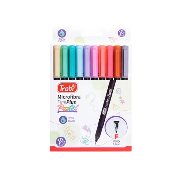 Microfibra trabi fine plus pastel x10 colores surtidos