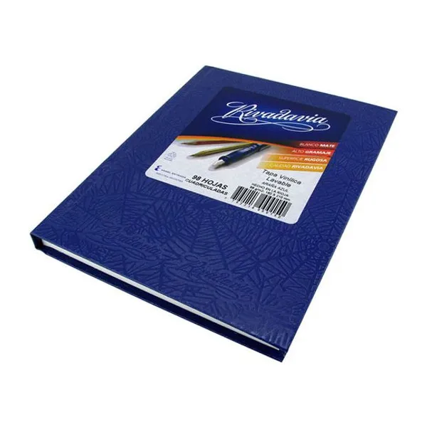 Cuaderno tapa dura Rivadavia forr. x100 hs.cuaderno azul