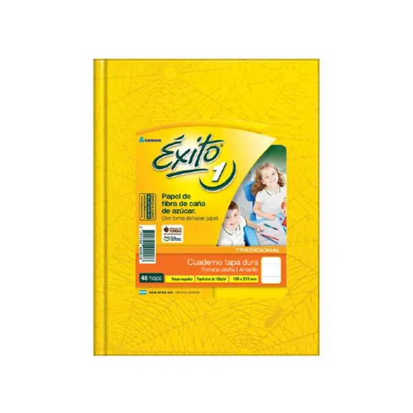 Cuaderno tapa dura Éxito 1 forr. x48 hs.ray. amarillo