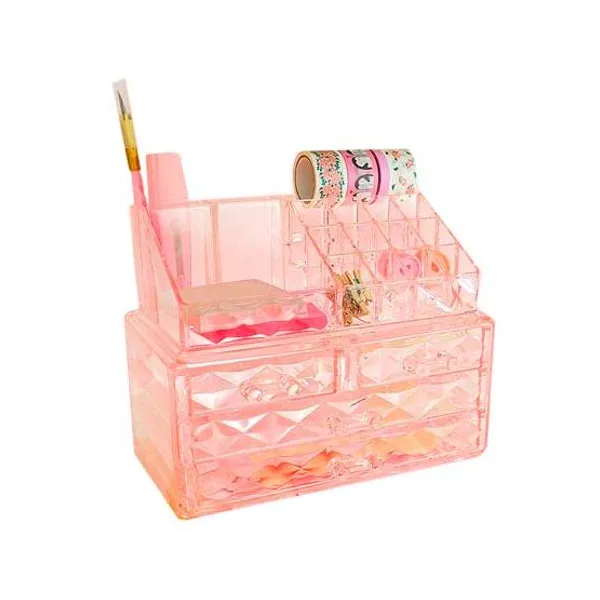 Organizador para escritorio ibi craft cristal rosa
