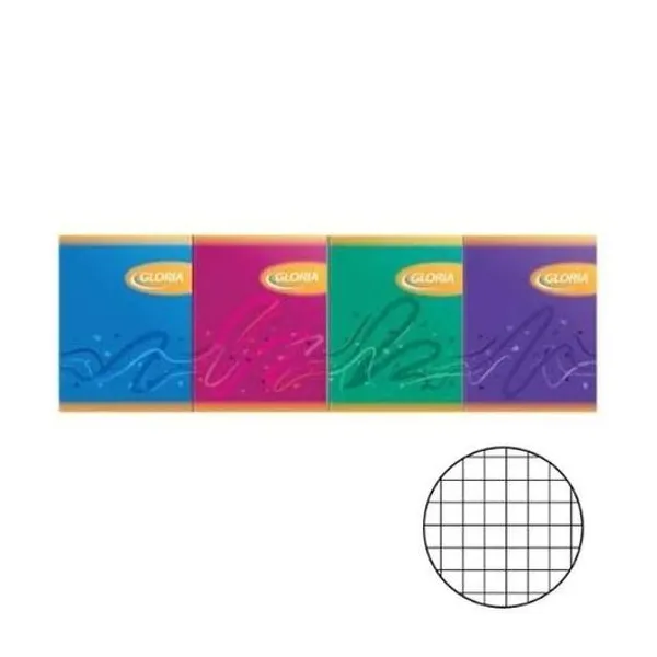 Cuaderno 16x21 cuadriculado t/f color 48h Gloria