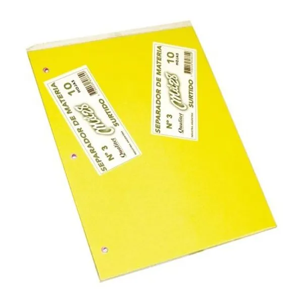 Separador de materias carta colores surtidos x10 unidades mil28