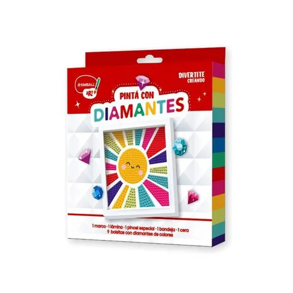 Set pintura diamante sol 14 piezas en caja 17.5x17.5 cm Simball
