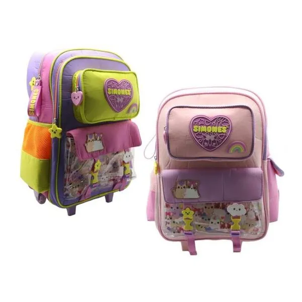 Mochila simones 18" con carro en dos colores/23,5 l.