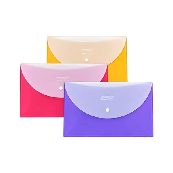 Sobre plástico doble con botón doble oficio pastel x1 colores surtidos lama