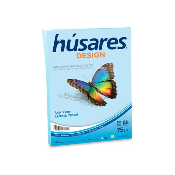 Papel husares design pastel celeste tamaño a4 75 grsest.x 100 hjs.