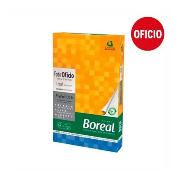 Resma oficio 75 g/m2 500 hojas blanca boreal
