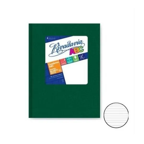 Cuaderno 19x23.5 rayado t/d abc verde 98h Rivadavia