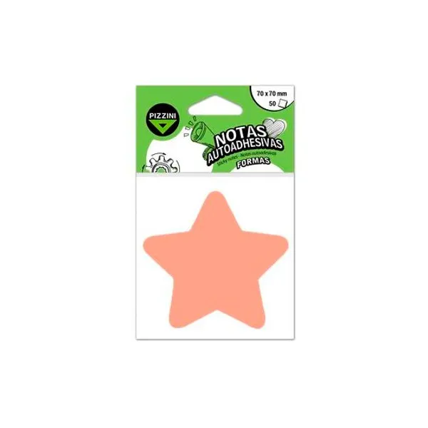 Notas autoadhesivas 70x70 mm estrella naranj 50h naestrex