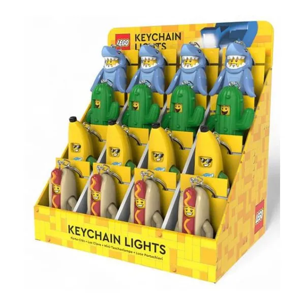 Llavero figura con luz Lego iconic buffet (cactus - hotdog -shark - banana)