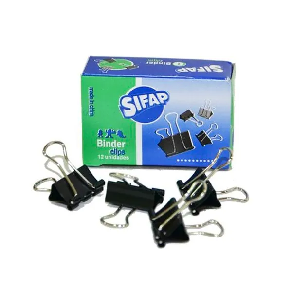 Aprieta papeles binder clip negro n.° 1 19 mm caja x12 unidades Sifap