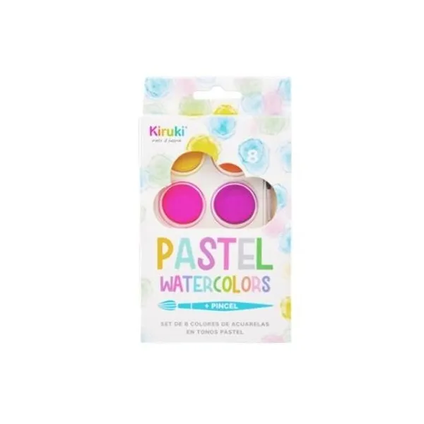 Acuarelas kiruki pastel estuche x8 colores con pincel