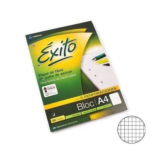 Block a4 cuadriculado 80 hojas Éxito