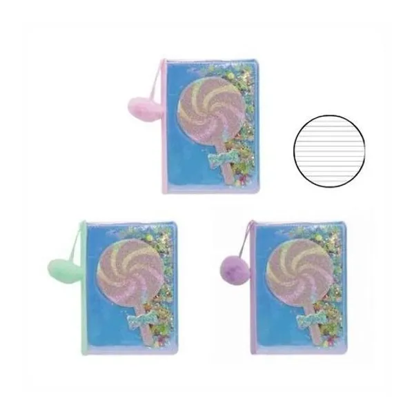 Cuaderno 20.3x14.8 cm rayado 70 hojas paleta con gliter modelos surtidos