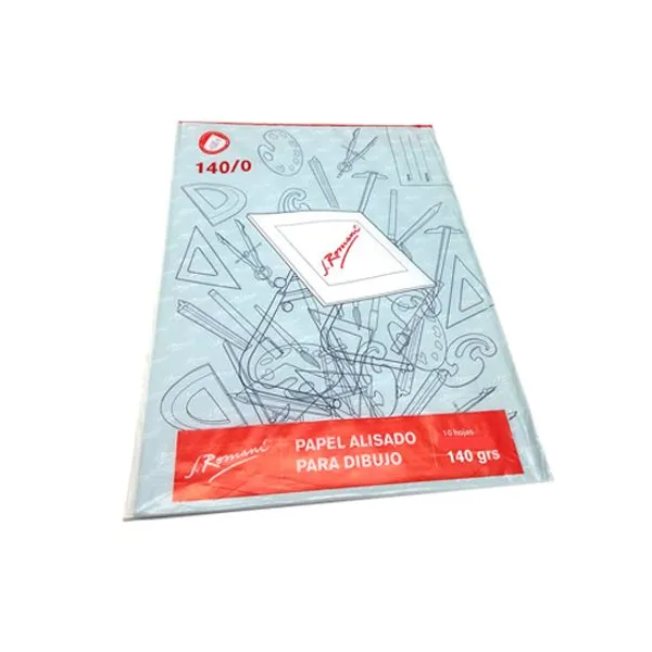 Hojas de papel dibujo romani 50 x70 140 grsx 10 hjs.