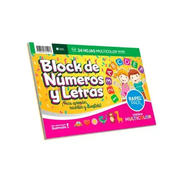 Block de dibujo rapel pack n.° 5 letras y números 24 hjs.