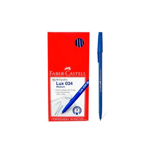 Bolígrafo lux 034 medium azul 1 mm caja x50 faber