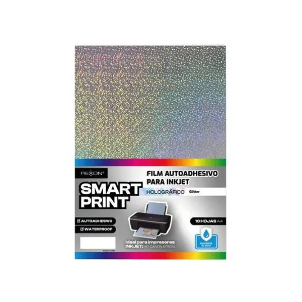 Film autoadhesivo para inkjet a4 holografico glitter x10 hojas rexon