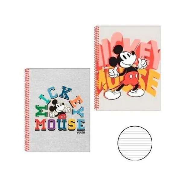 Cuaderno 22x29.7 cm rayado 80 hojas semi rigido con espiral mickey mouse x unidad Mooving