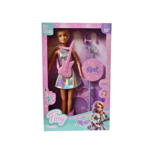 Muñeca Tiny rockstar con accesorios 4 piezas en caja 20x32x5 cm