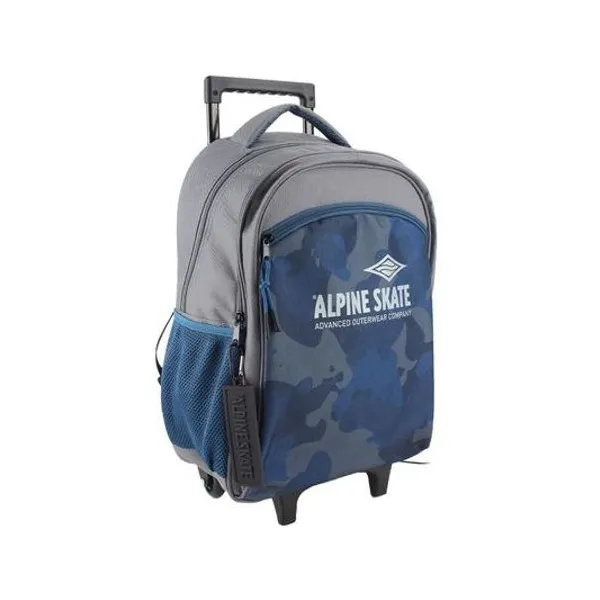 Mochila 18" con carro gris con azul alpine skate