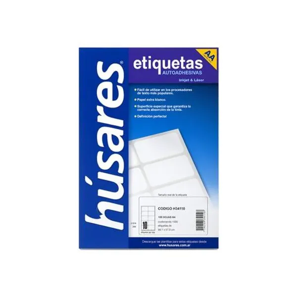 Etiquetas uetas autoadhesivas 9.91x5.70 cm (10 etiquetas x hoja) a4 100 hojas husares