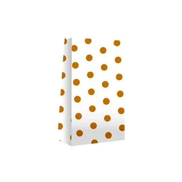 Bolsa cotillon lunares oro 12.5x7x24.5 cm x unidad